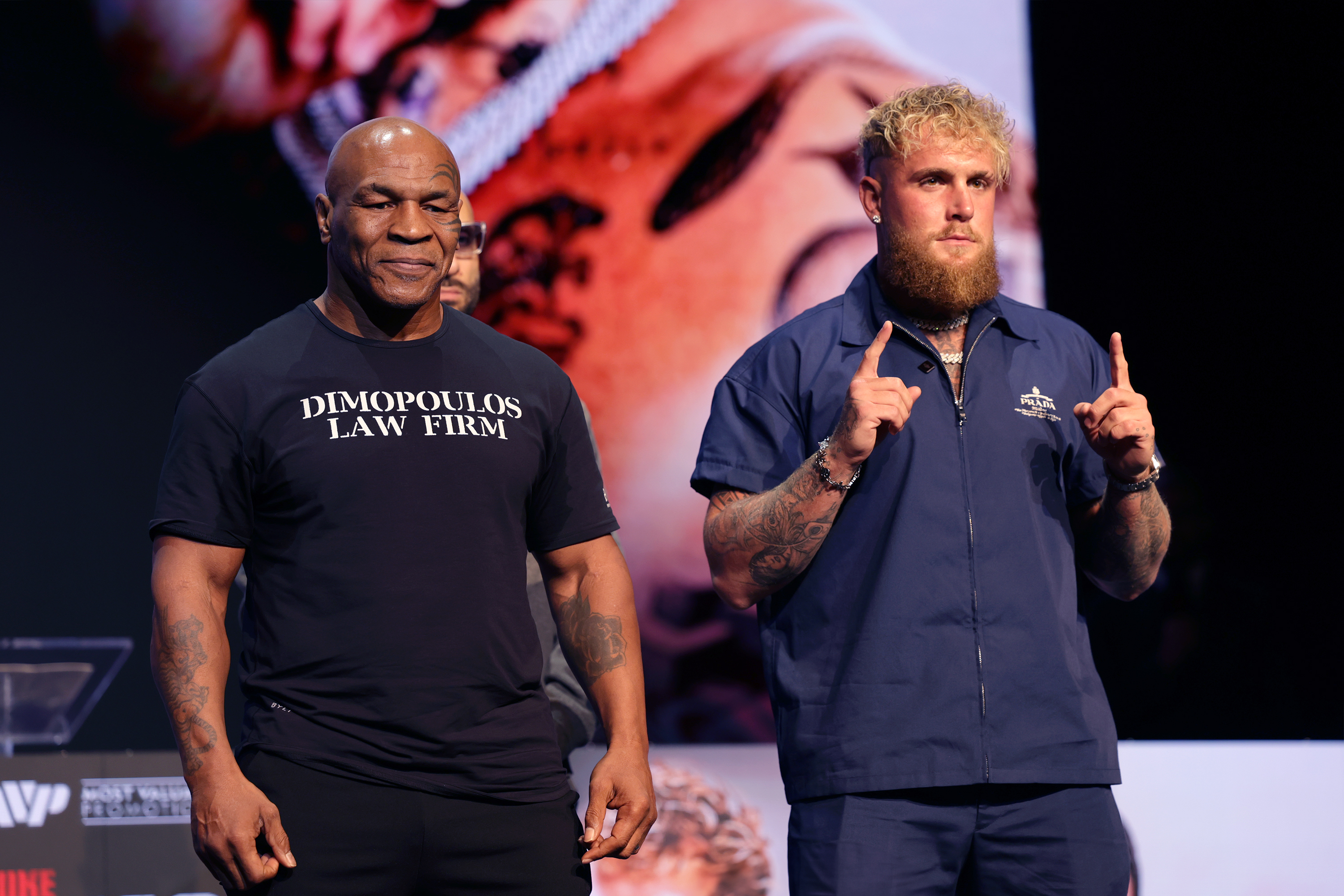 Mike Tyson with Jake Paul ahead of their fight