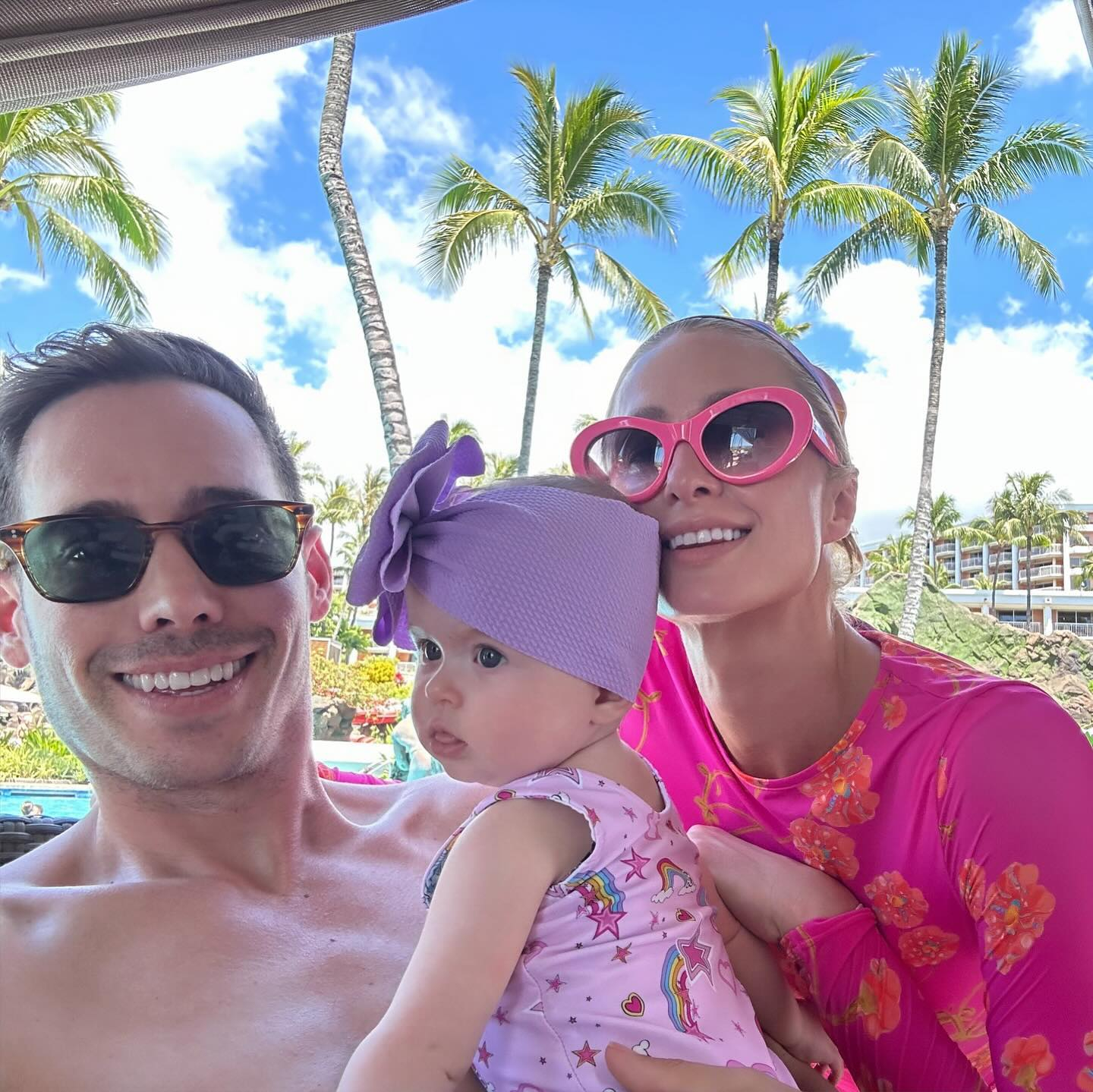 Paris and husband Carter Reum shared time with baby London