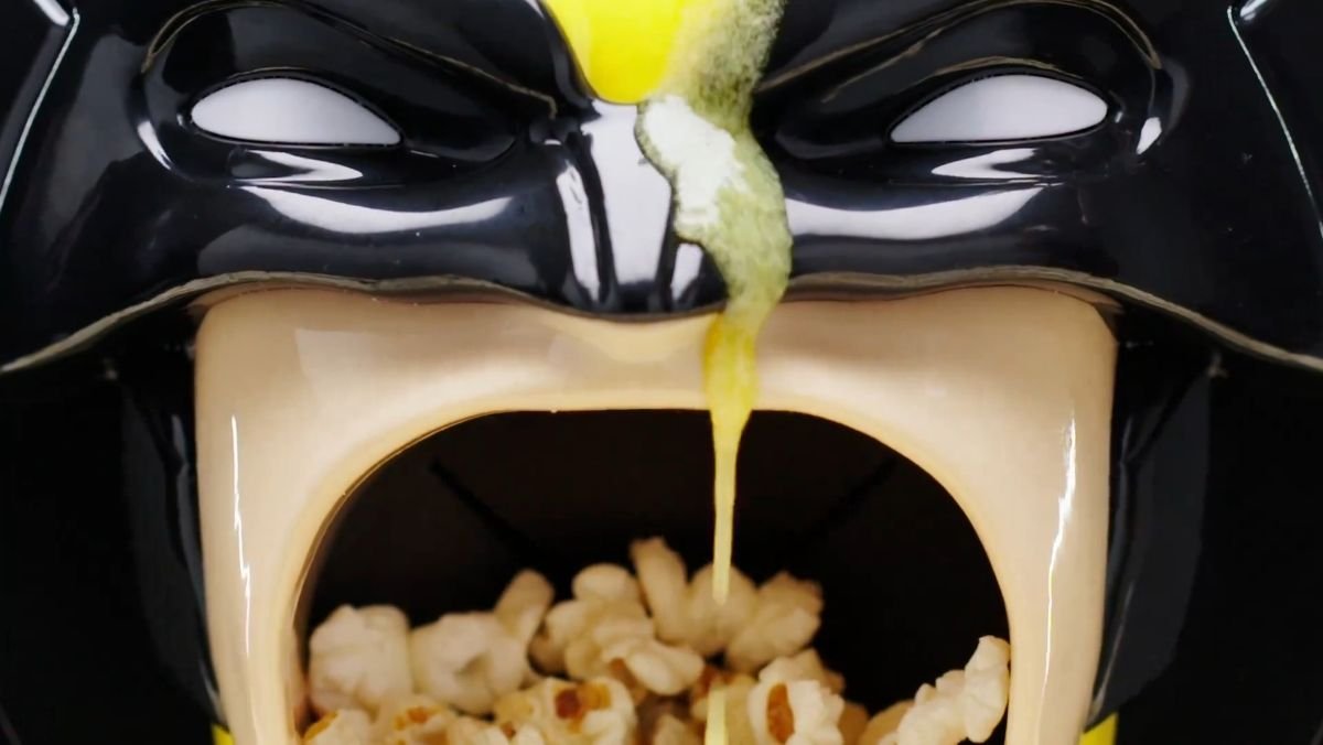 Deadpool and Wolverine popcorn bucket with butter