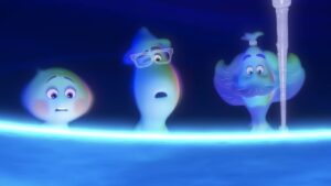 Three souls in the Pixar movie Soul.