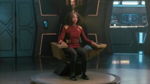 Admiral Michael Burnham (Sonequa Martin-Green) takes command of Discovery for a final mission in the series finale.