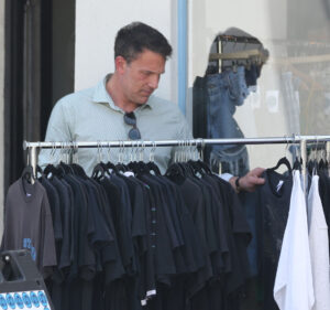 Ben Affleck sifted through some clothing racks