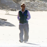 Brad Pitt looked lonely during a solo beach walk in Santa Barbara