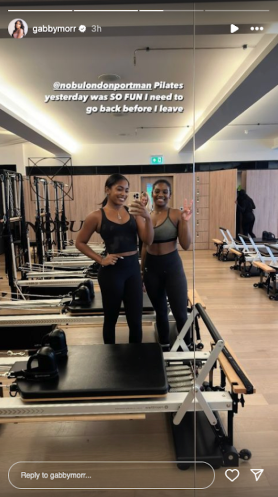 Gabby Morrison in Two-Piece Workout Gear Does Pilates