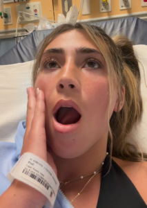 Jenna Sinatra, 21, dislocated her jaw after yawning too hard