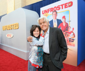 Jay Leno and his wife Mavis attended the Unfrosted film premiere in Los Angeles on Tuesday night