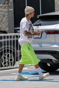 Justin Bieber appeared in photos walking around Los Angeles, California, wearing his shorts dangerously low