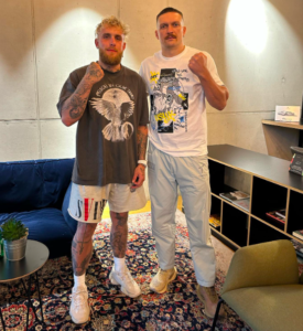 Jake Paul pictured with Oleksandr Usyk