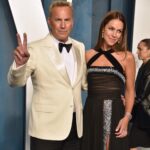 Kevin Costner and Christine Baumgartner at the 2022 Vanity Fair Oscar Party