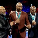 Mike Tyson, Lennox Lewis and Evander Holyfield pictured in 2020