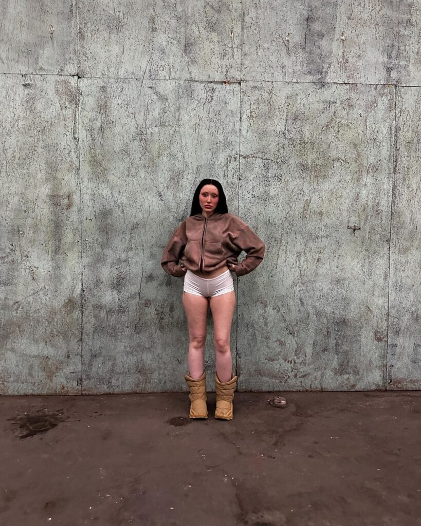 Noah Cyrus showed off bare legs while wearing white underwear