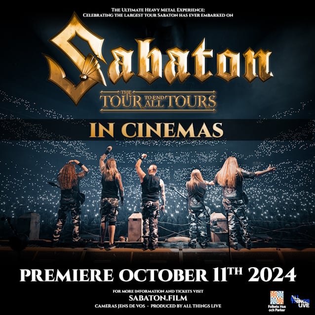 SABATON Concert Film 'The Tour To End All Tours' To Receive Theatrical Release In October