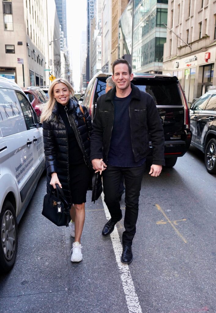 Tarek El Moussa and Heather Rae Young are seen arriving at NBC Studios.