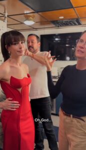 Fans loved how Anne Hathaway showed off her skintight red dress for her first TikTok