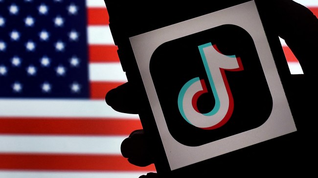 TikTok logo in front of American flag