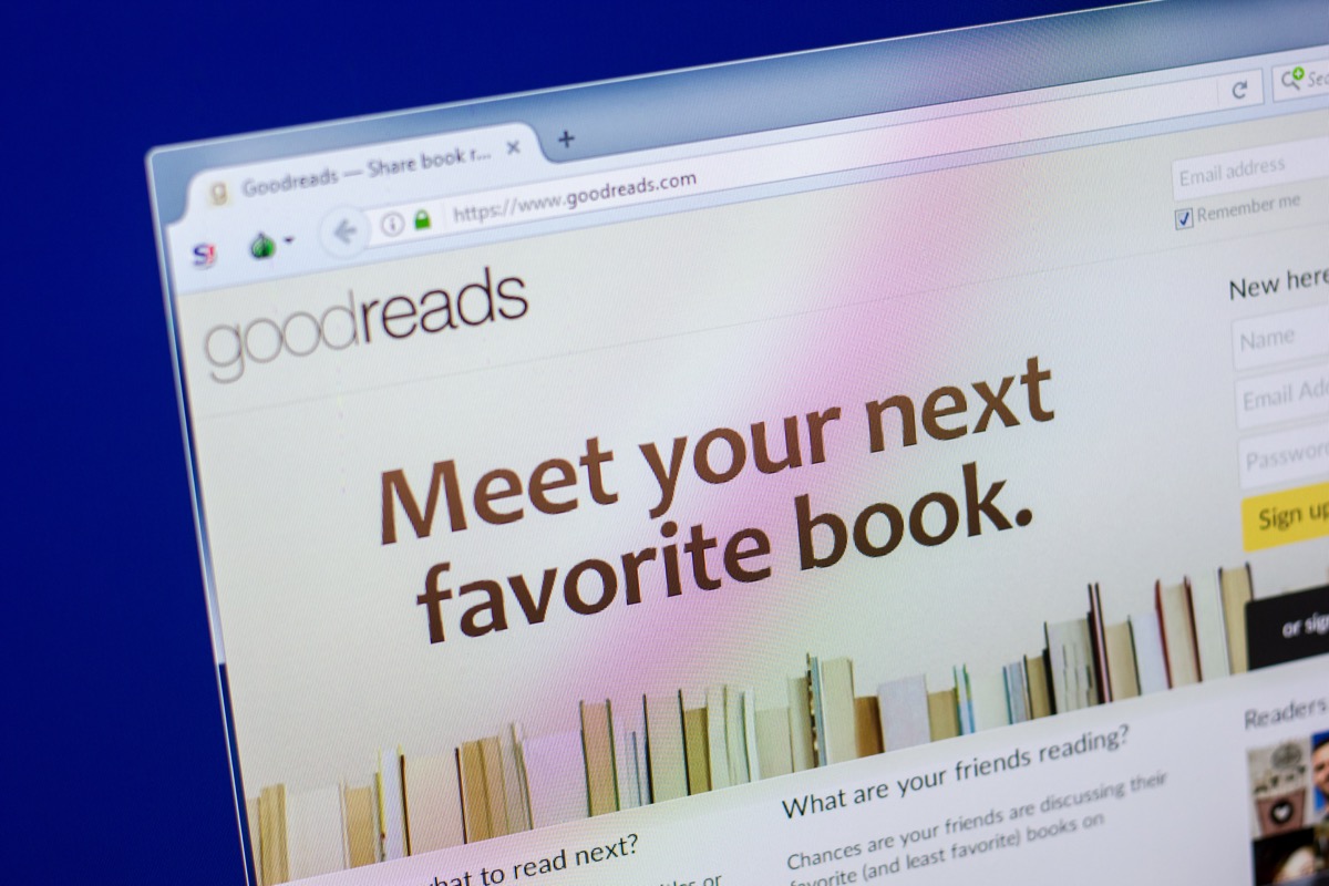 Goodreads sign-up screen on laptop