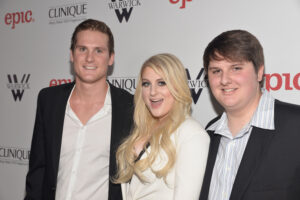 Meghan Trainor attends the release party for her debut album Title with brothers Ryan Trainor (L) and Justin Trainor (R) on January 13, 2015 in Hollywood, California