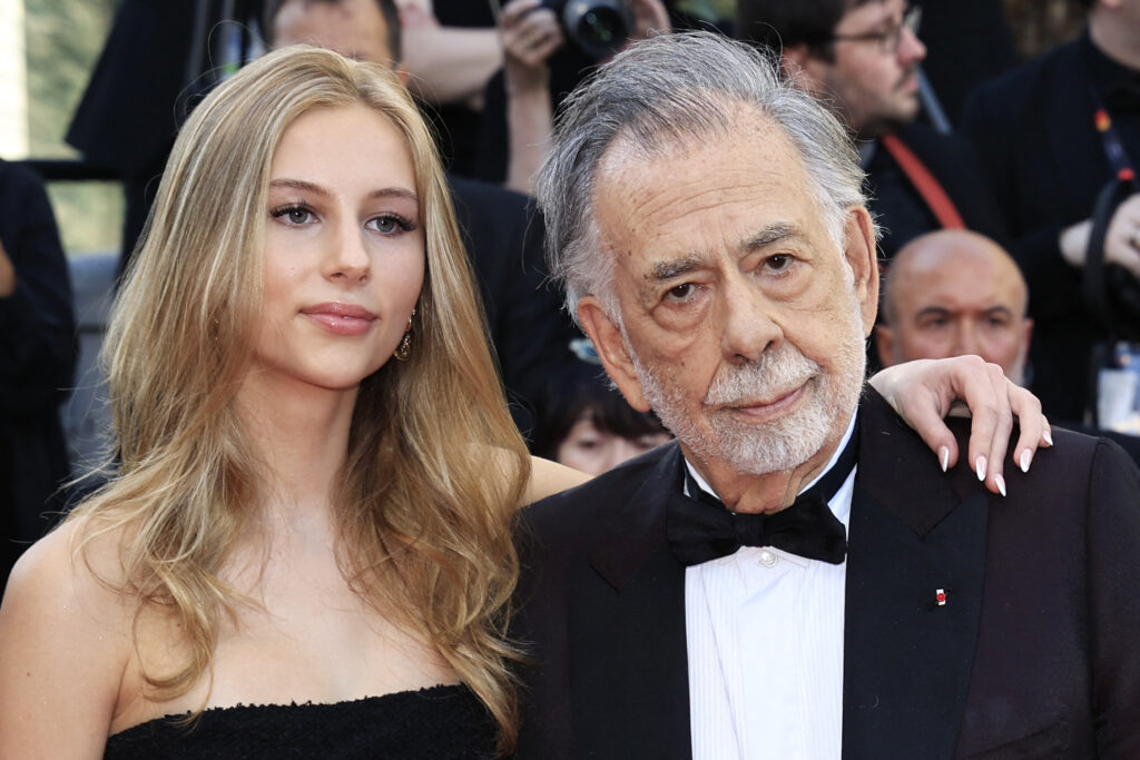 Romy Mars and her grandfather, US director Francis Ford Coppola, at the 2024 Cannes Film Festival on May 16, 2024