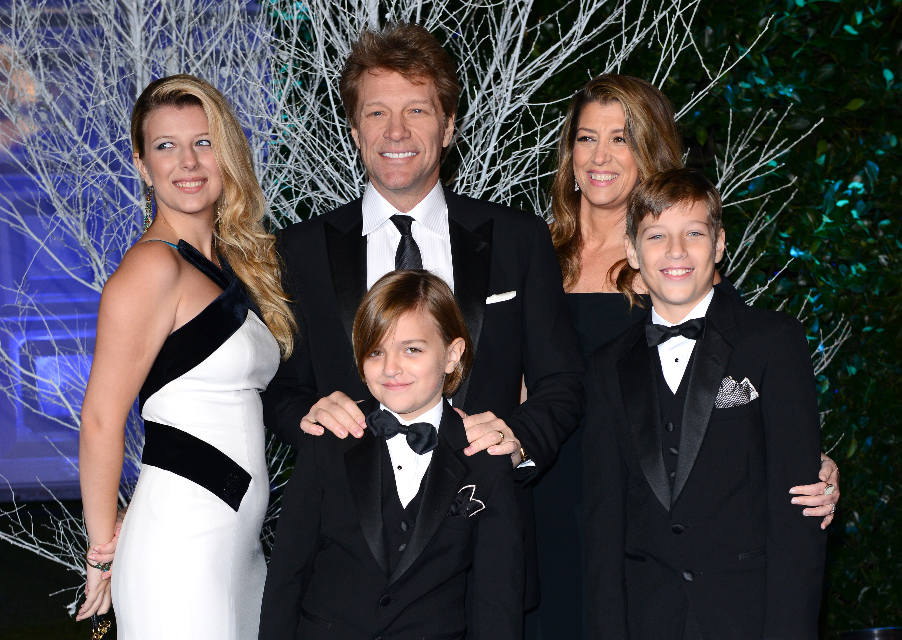 Jon Bon Jovi and Dorothea pictured with their kids Stephanie, Romeo and Jacob in 2013