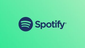 Spotify logo on a teal background.