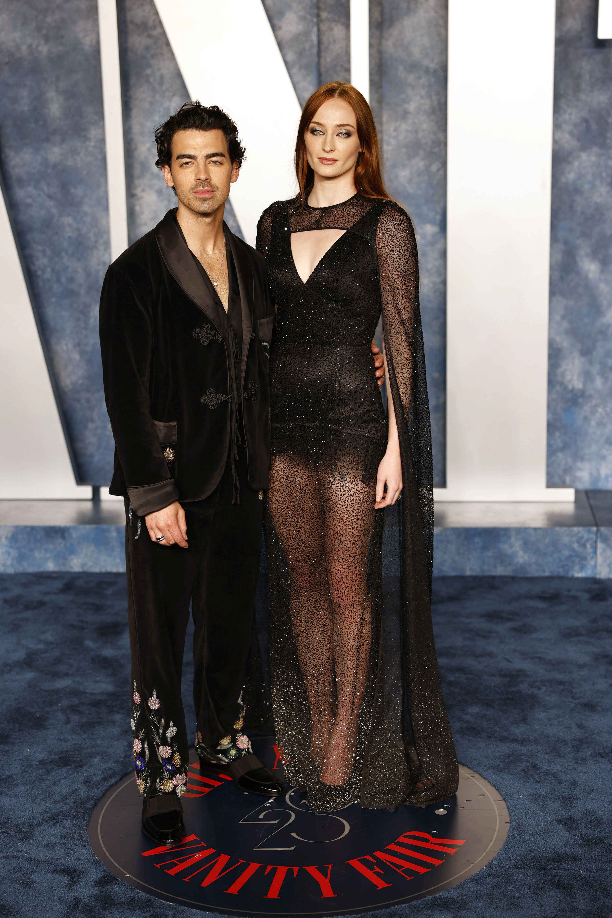 Joe Jonas and Sophie Turner pictured together at the 2023 Vanity Fair Oscars party