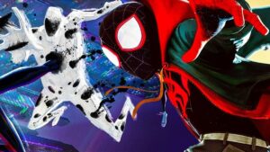 The Spot vs. Miles Morales Spider-Man in Spider-Man: Across the Spider-Verse.