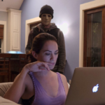 Kate Siegel is unknowingly stalked by a masked killer in Hush.