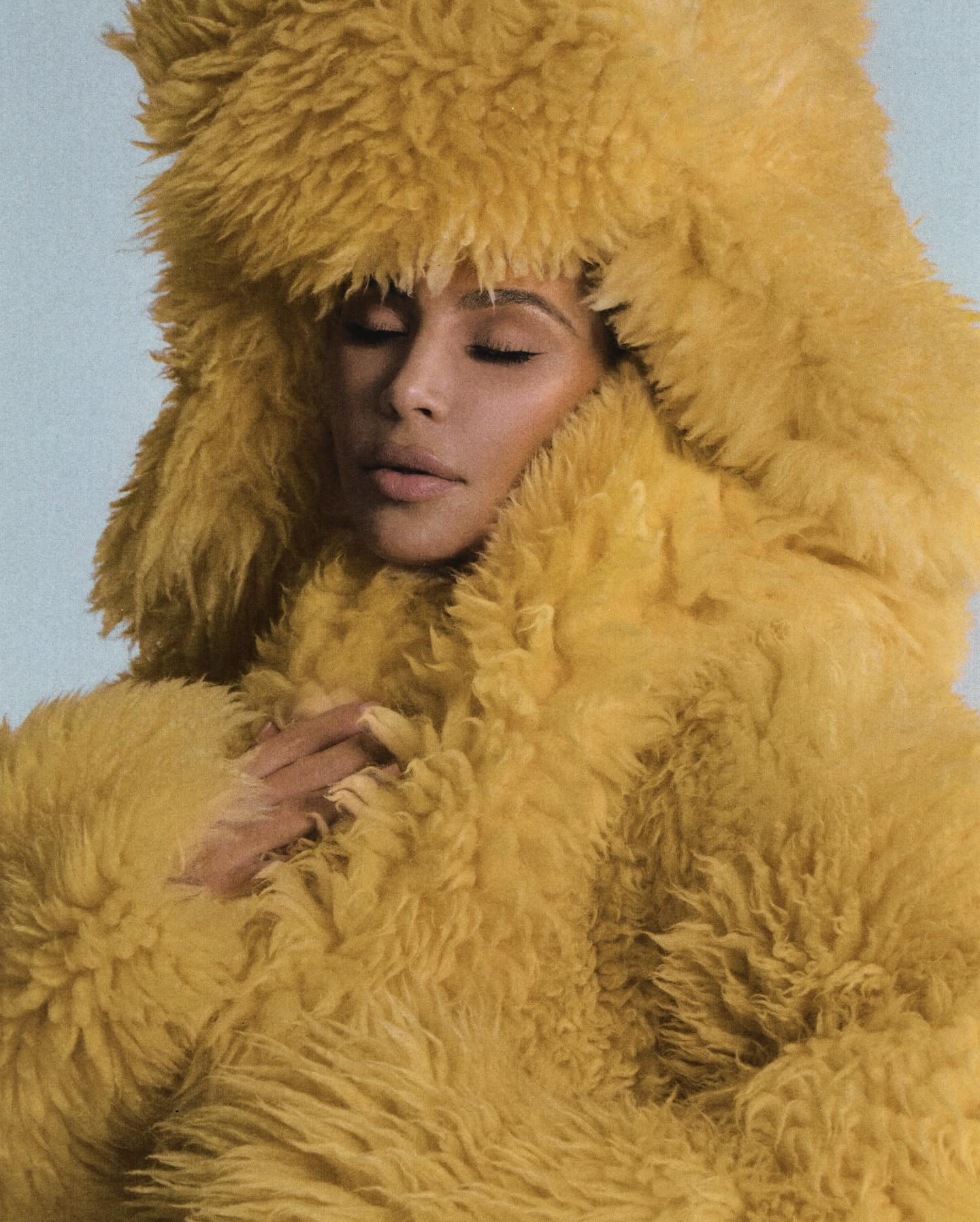 The star shared photos of herself in the furry ensemble on Tuesday