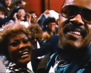 Dionne Warwick and Stevie Wonder at the recording of 'We Are the World'