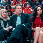 Ed O'Neill portrays Donald Sterling sitting courtside at a basketball game between his wife and his mistress.
