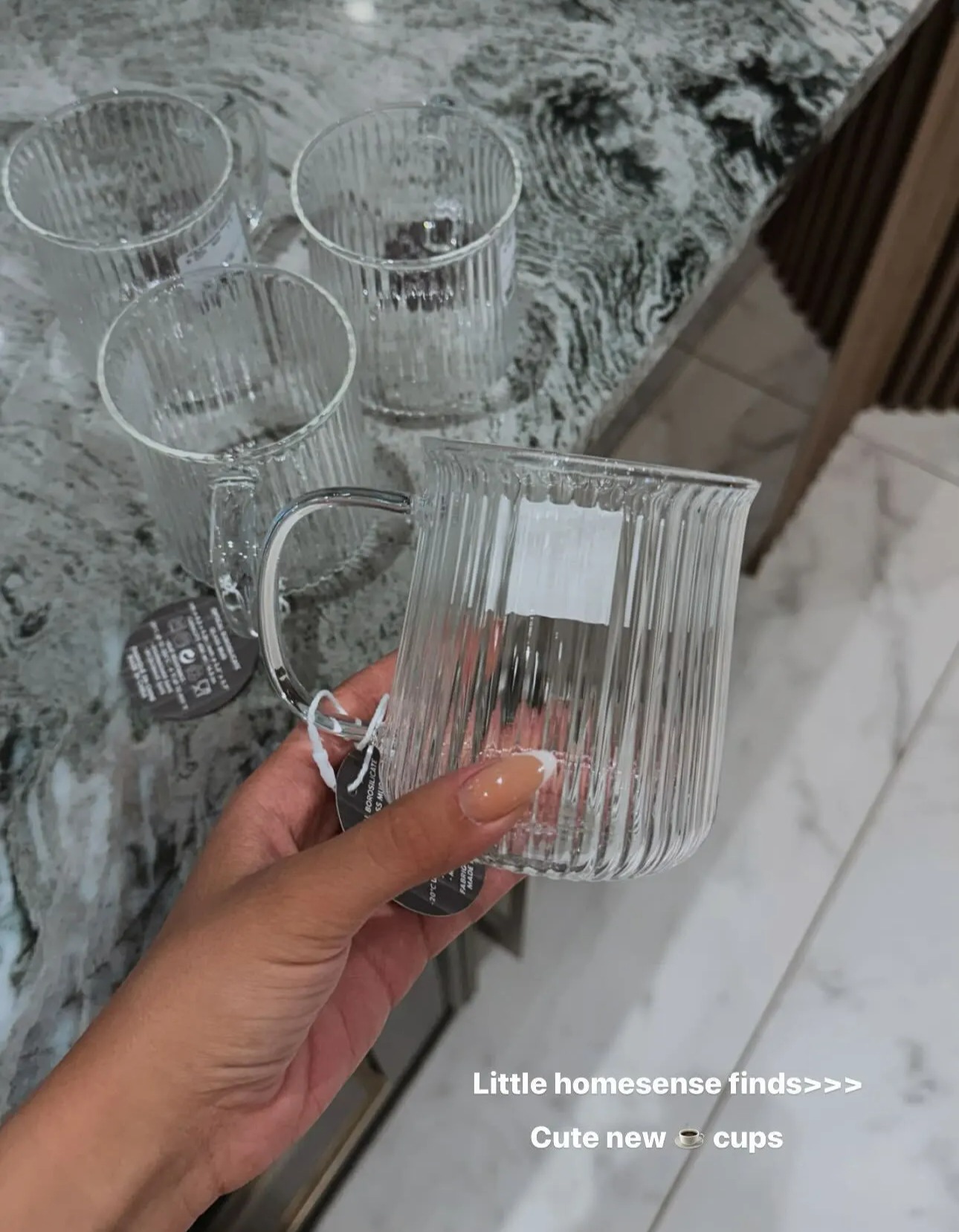 She recently promoted these ribbed glass mugs from the off-price retailer