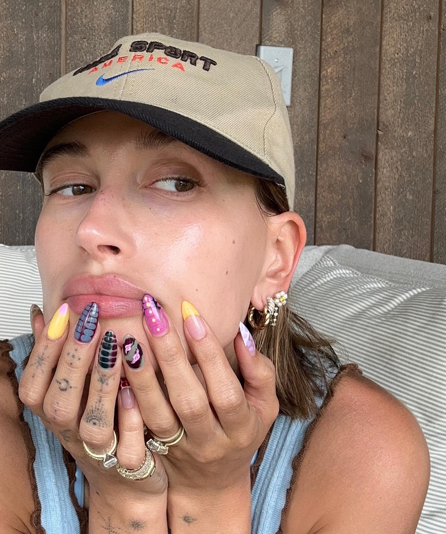 Hailey routinely shows off her massive engagement ring