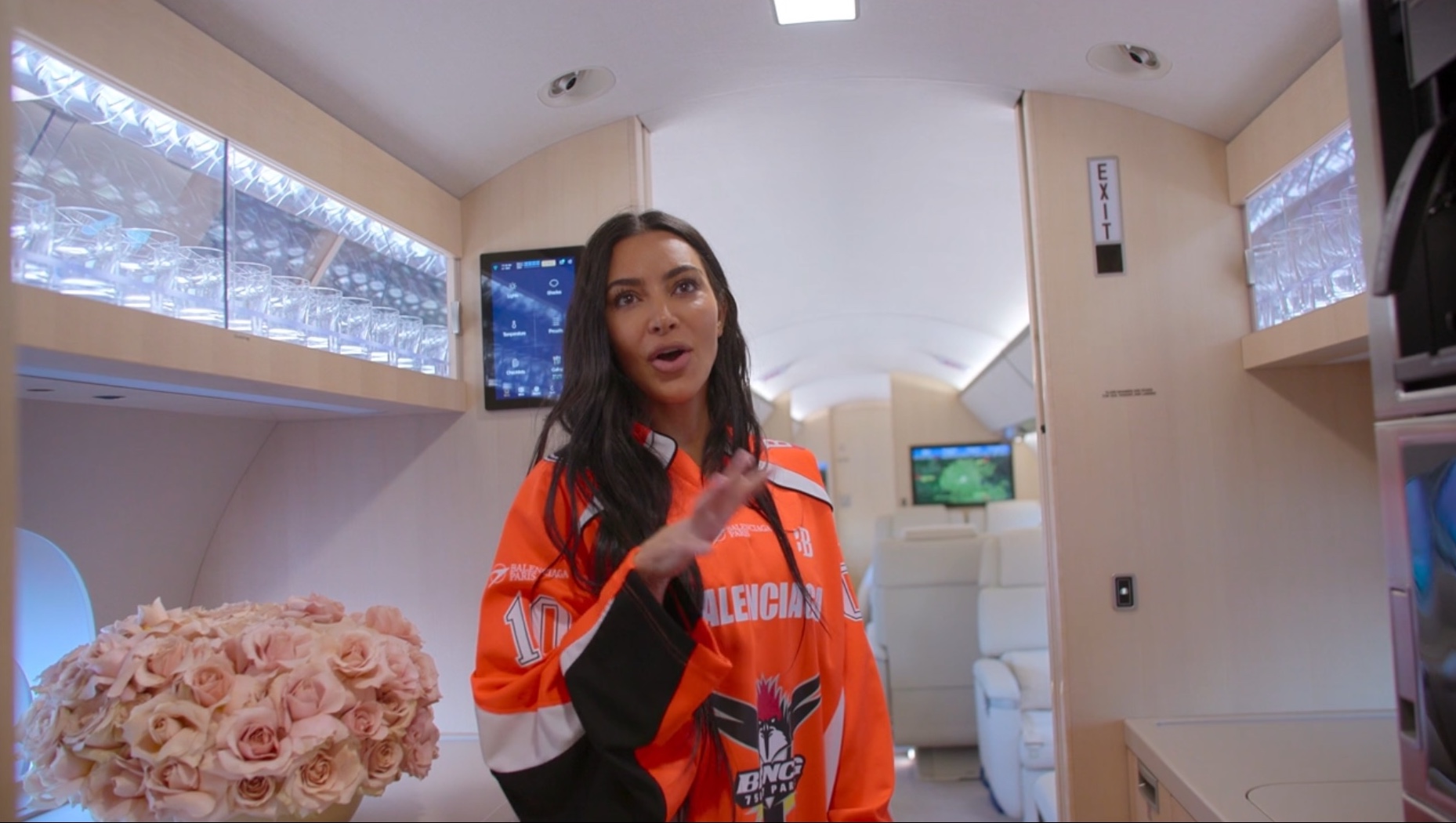 Grabs from The Kardashians Season 1 Episode 8, 36 min in on HULU, , HIGH & MIGHTY Kardashian fans slam Kim for bragging about $150M private jet’s intricate details including cashmere walls and TWO bathrooms, , https://www.hulu.com/watch/8fbd113a-2093-4ab1-a7b4-1b31f720ab35