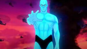 Doctor Manhattan in the trailer for the animated adaptation of Watchmen.