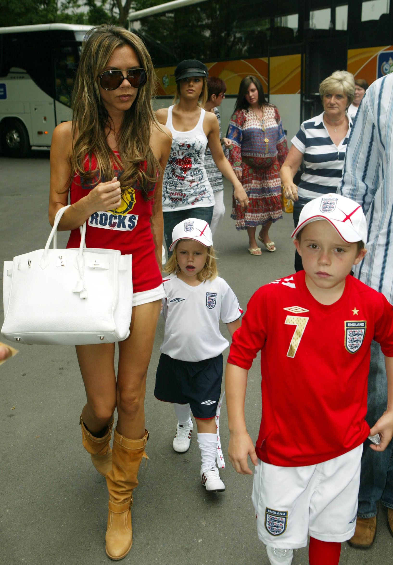 Abbie's icon Victoria Beckham with sons Brooklyn and Romeo pictured back in 2006 during Victoria's 'WAG heyday'