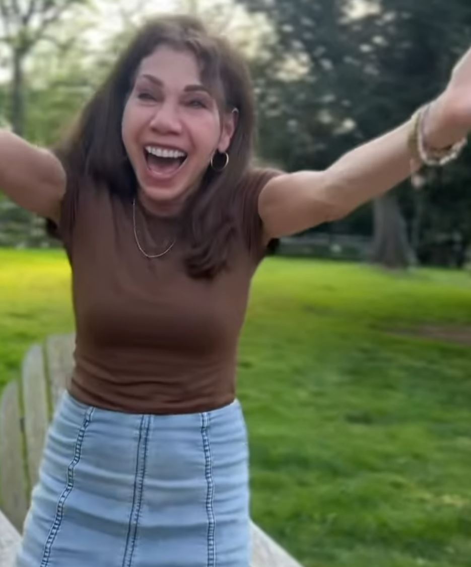 Theresa jumped for joy after her daughter told her that she was pregnant