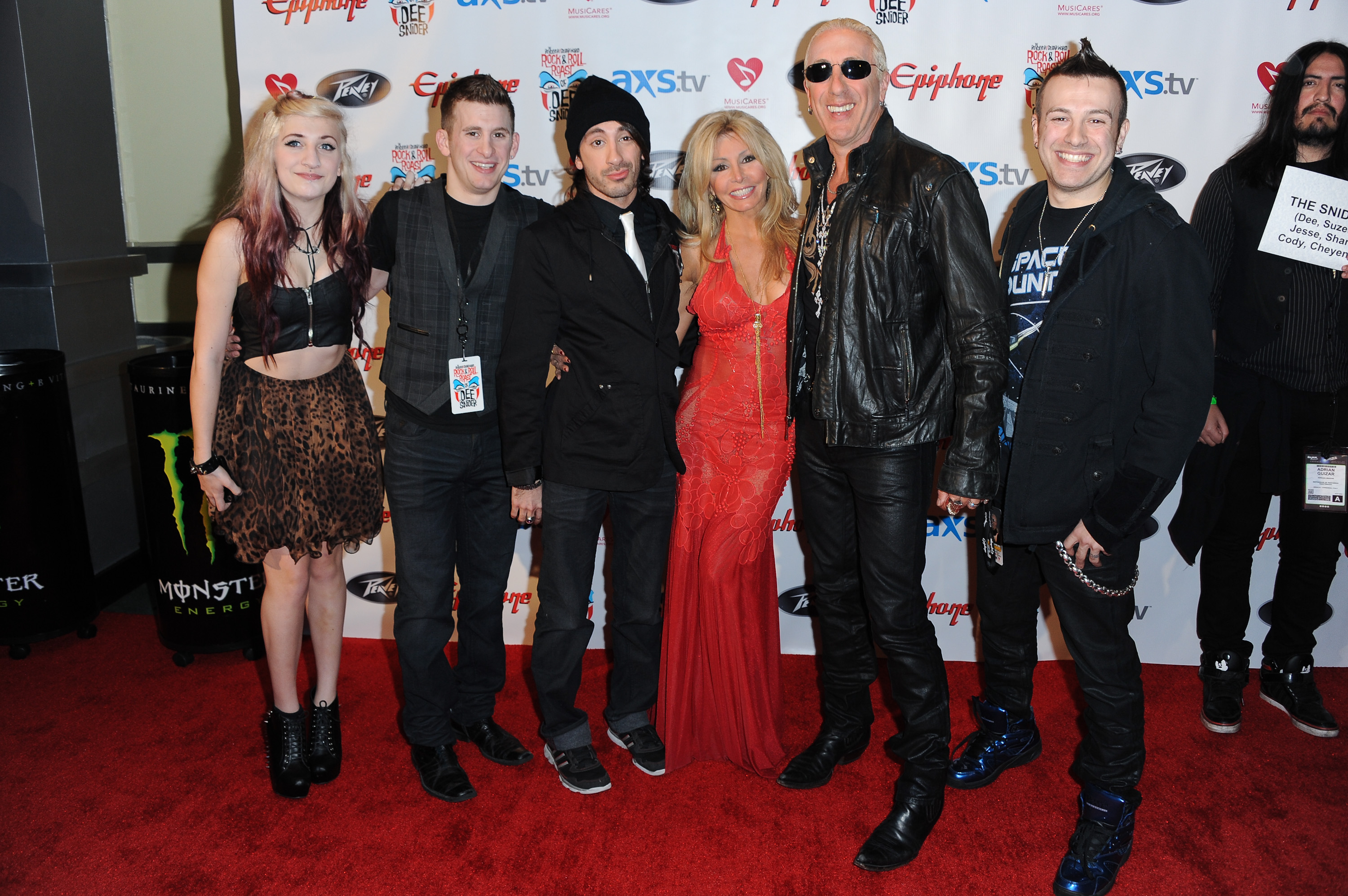 Dee Snider, his wife Suzette, and their kids arrive at the Revolver/Guitar World Rock & Roll roast of Dee Snider at City National Grove of Anaheim on January 24, 2013