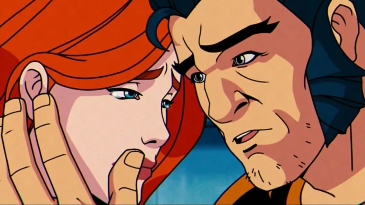 A tender moment between Jean Grey and Wolverine in X-Men '97.