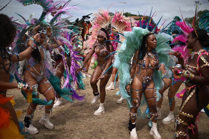 Members of the Notting Hill Carnival perform.