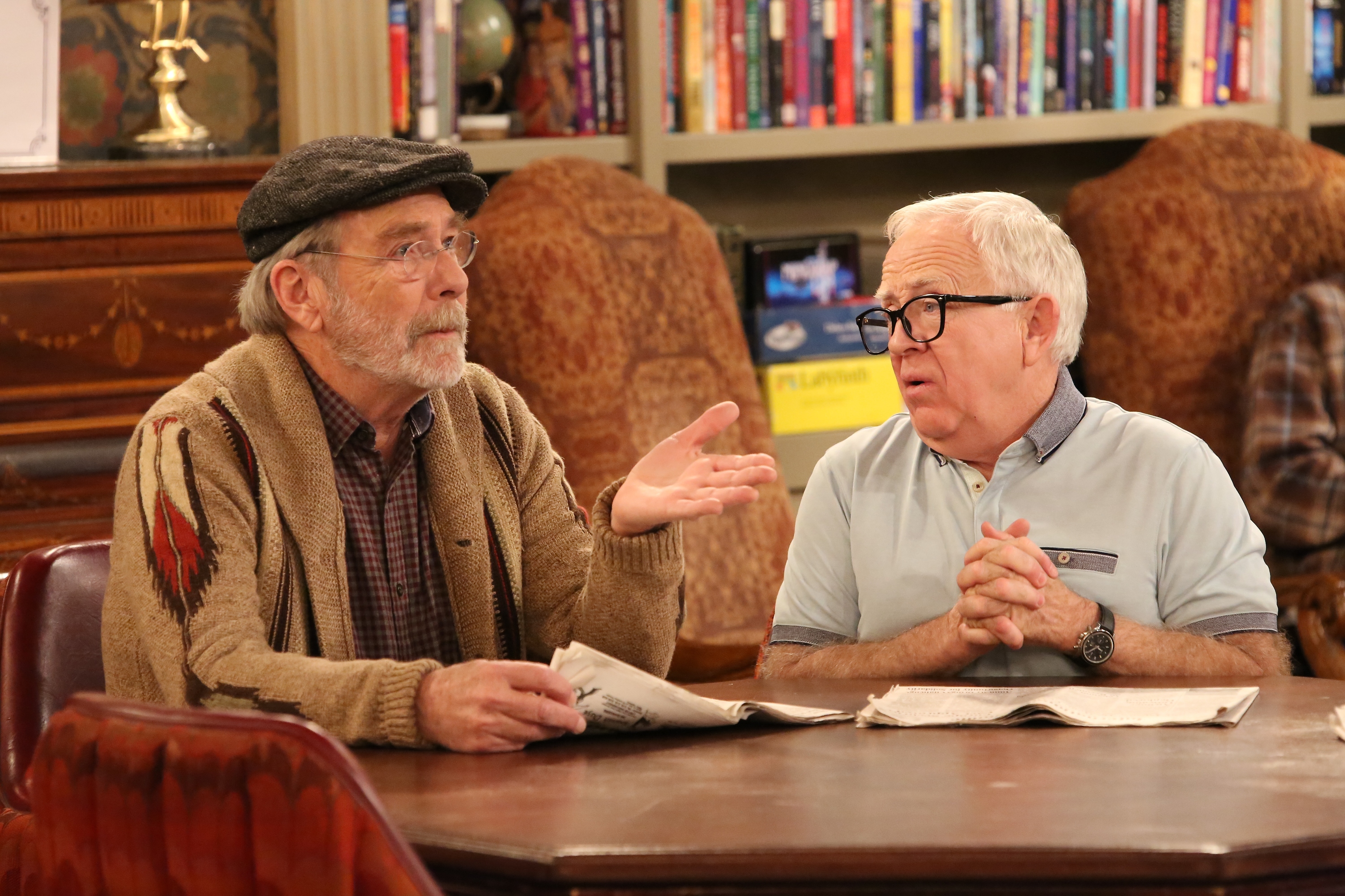 Mull and Leslie Jordan on the show Cool Kids, which aired for one season in 2018