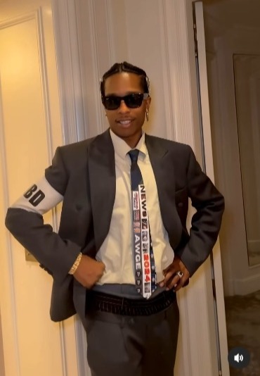 A$AP Rocky acting unamused by his girlfriend Rihanna, dancing and singing in an Instagram video