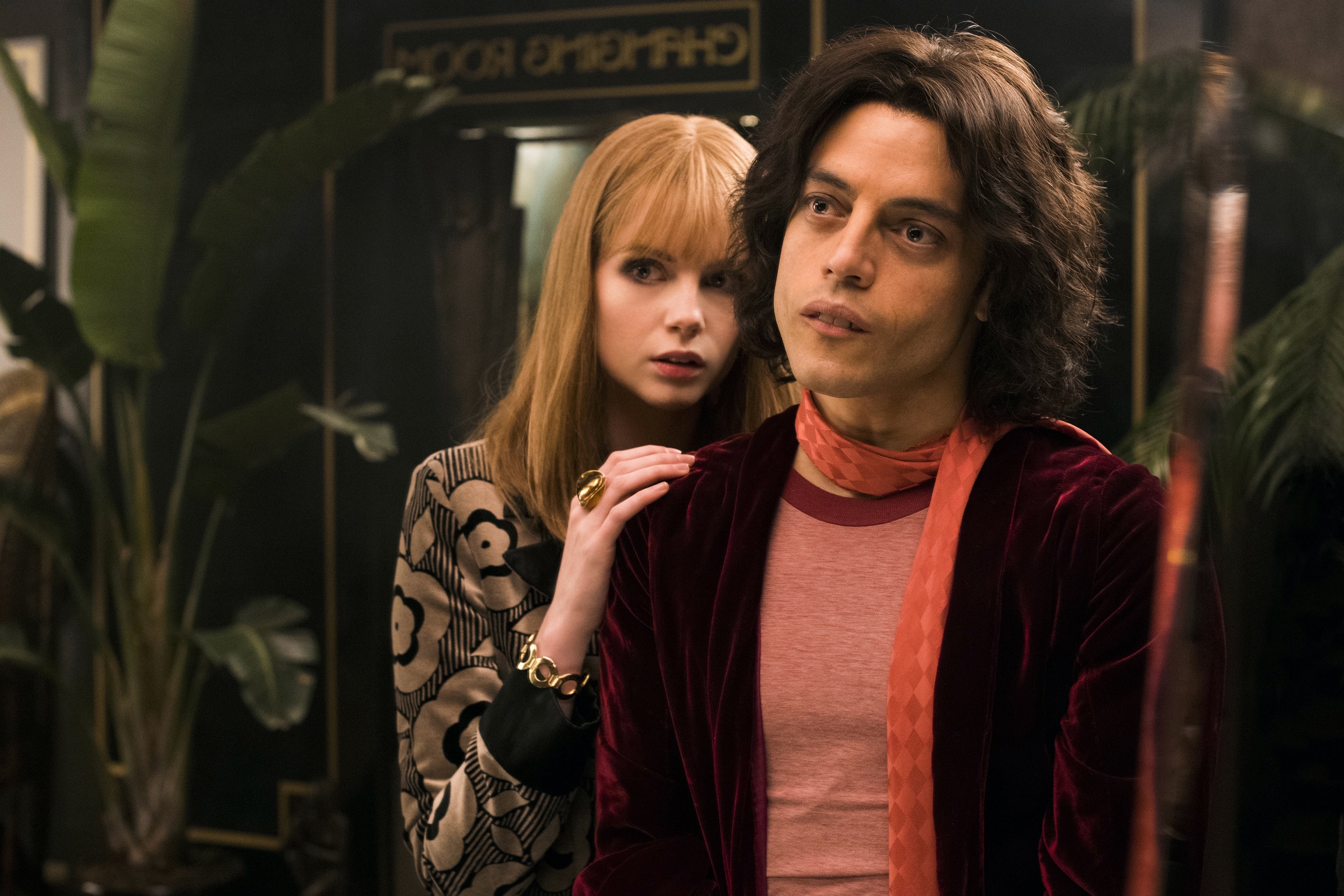 Rami Malek as Freddie and Lucy Boynton as Mary in the Bohemian Rhapsody biopic