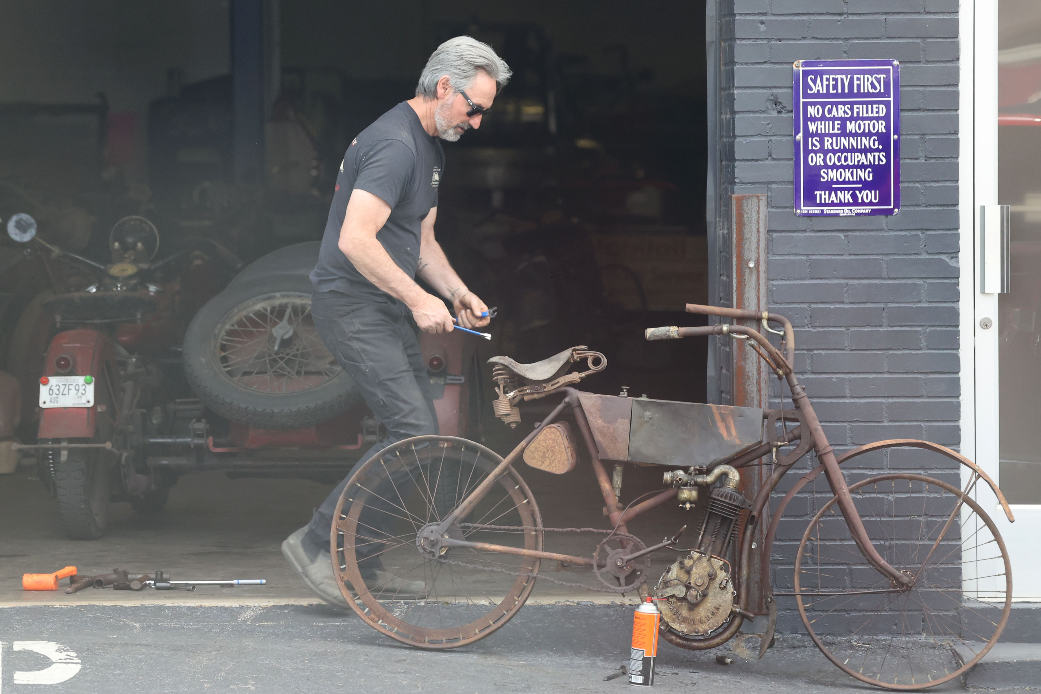 Mike Wolfe spends most of his days in Columbia at his bike shop