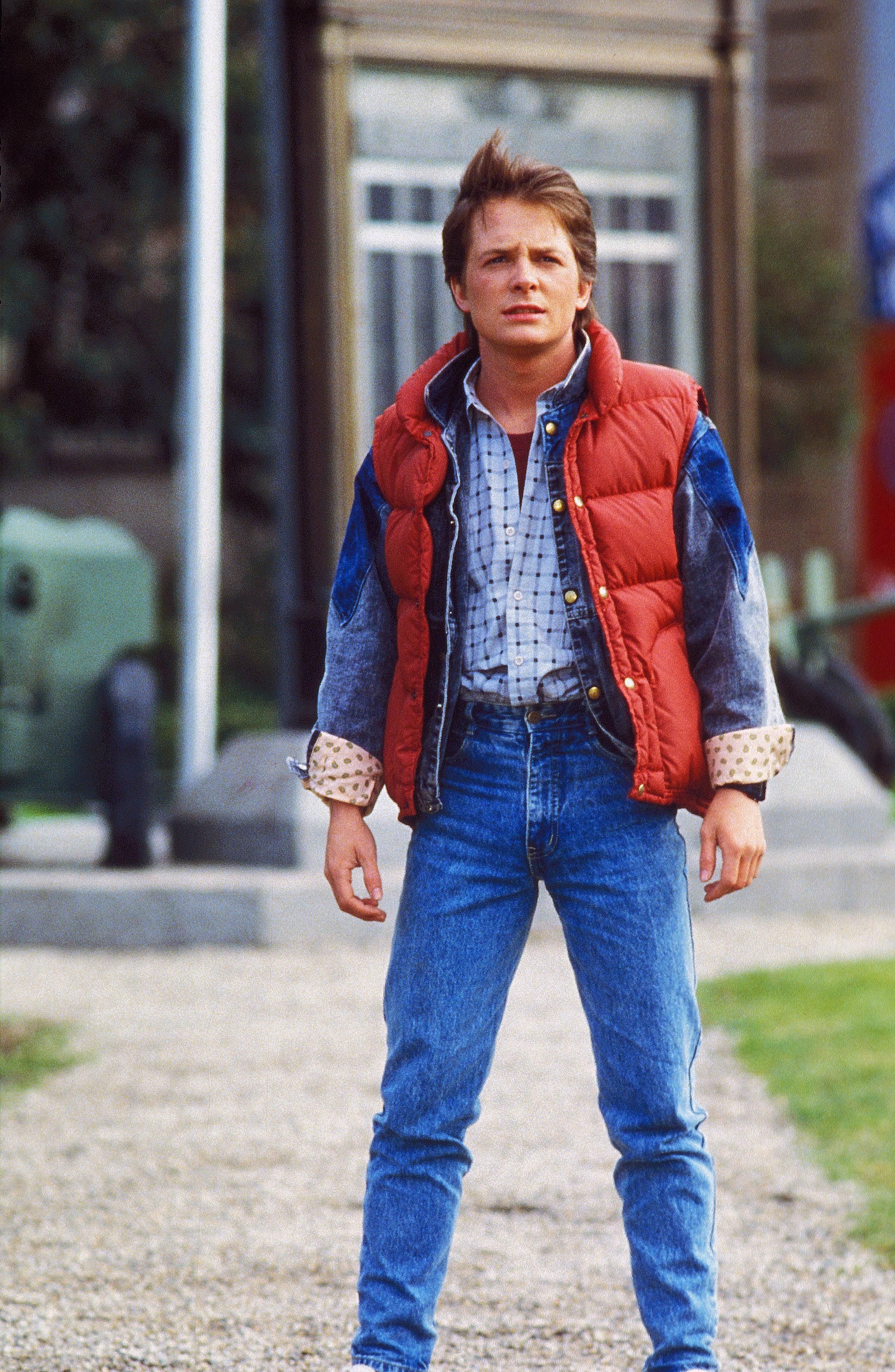 Michael as iconic time traveller Marty McFly in Back To The Future