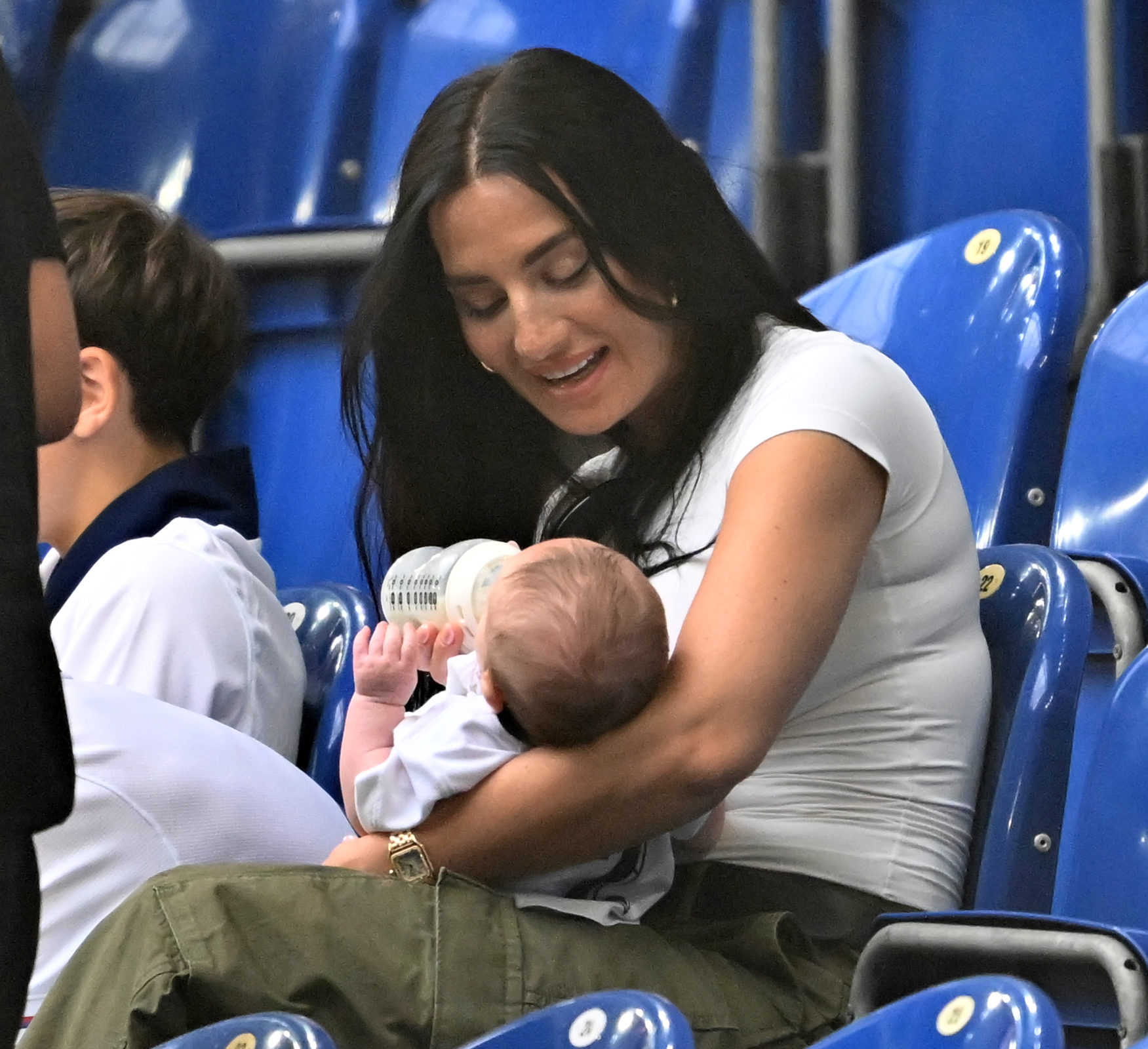 Kyle Walker's estranged wife Annie Kilner in the stands for the England match with their newborn son Rezon