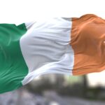 Irish flag waving in the wind