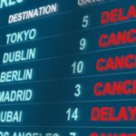 Airport flight table Cancelled flights delayed