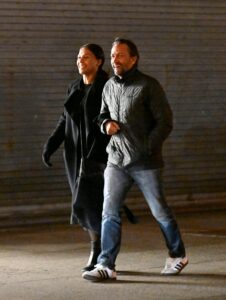 Andrew Shue and Marilee Fiebig walk home smiling after dinner in NYC.