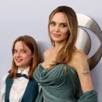 Angelina Jolie and her daughter Vivienne attend the 77th Tony Awards in New York in support of "The Outsiders."
