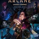 Arcane season 1 key art from GKIDS featuring Vi and other characters in a shattered glass